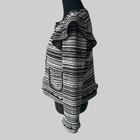 Club Monaco Ruffles Open Front Jacket Tweed Blazer - Picture 3 of 14